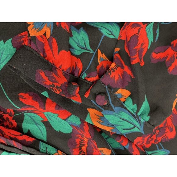 WOMEN'S TORRID GEORGETTE PINTUCK BUTTON-FRONT BLOUSE FLORAL SIZE 4 - Picture 12 of 16
